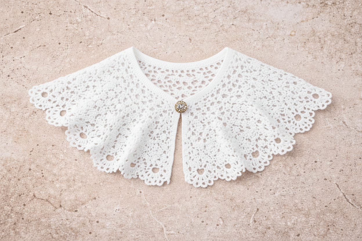 White crochet collar with extended background